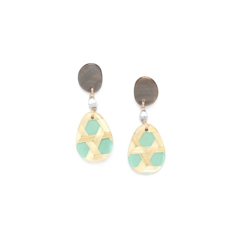 Серьги из перламутра ,раковины и бамбука 12--75351