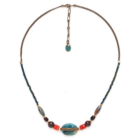 Колье из кокоса,граната и яшмы  15--41504