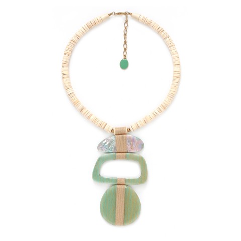 Колье из раковины и волокон папайи 15--41450