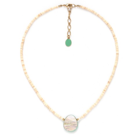 Колье из раковины и волокон папайи 15--41452