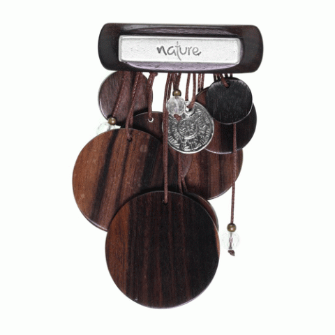 Брошь из тигрового дерева, горного хрусталя и кожи MACASSAR 10--21780