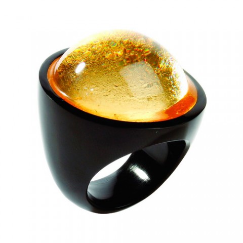 Кольцо Zsiska - Twist gold black round M