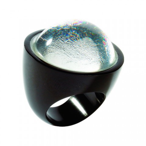 Кольцо Zsiska - Twist silver black round L