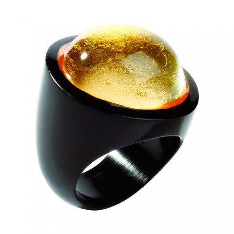 Кольцо Zsiska - Twist gold black sfera M