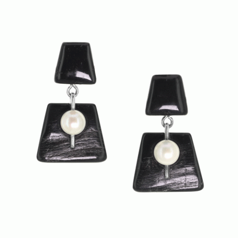 Клипсы из рога и речного жемчуга PERLE D'AUROCHS 11--34161