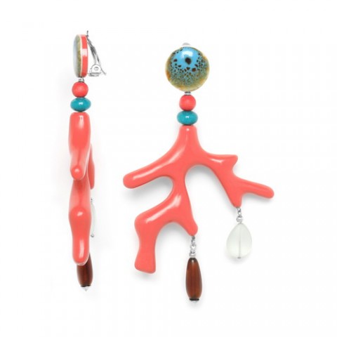 Клипсы из кокоса, нефрита, бука и золотого рога KIRIBATI 11--74750