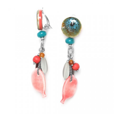 Клипсы из кокоса, нефрита, бука и золотого рога KIRIBATI 11--74751