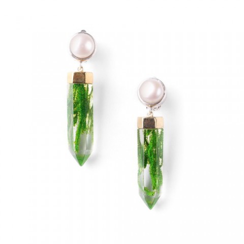 Клипсы из жемчуга и листьев PERLE D'EAU DOUCE 11--76449