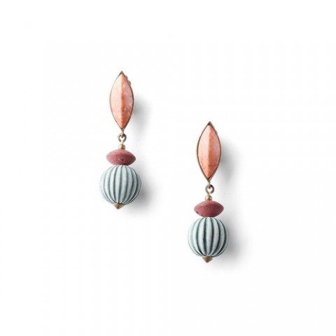 Клипсы из цоизита, яшмы, лавы и кожи JARDIN DU DESERT 11--76631