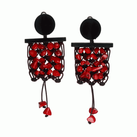 Клипсы из коралла и тигрового дерева MURAVERA 11--12001