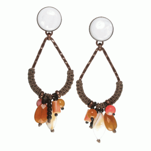 Клипсы из авантюрина, железного дерева и коралла GALINETTE 11--12031