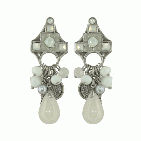 Клипсы из жемчуга, агата и кальцита CACHEMIRE 11--1740M