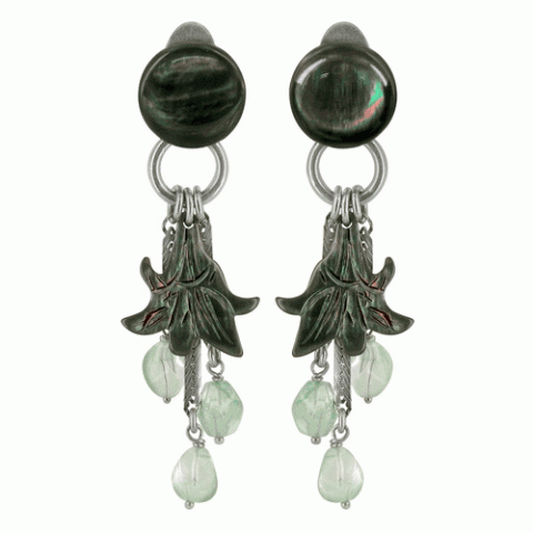 Клипсы из кварца и ракушки "black lip" IRIS 11--17731