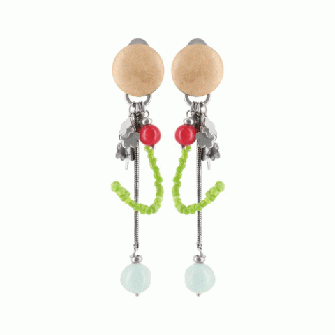 Клипсы из нефрита, амазонита и коралла LES COCONS