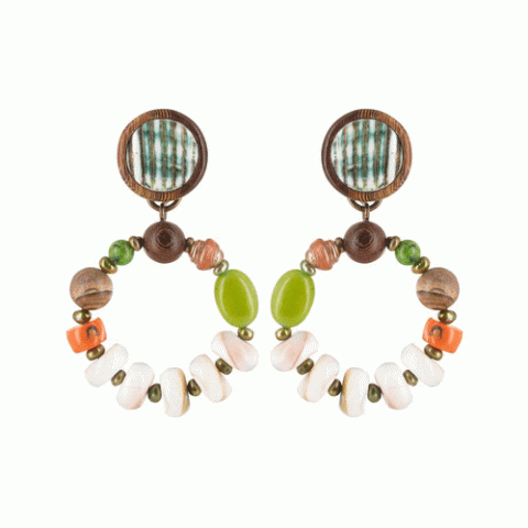 Клипсы из яшмы, нефрита, коралла, панциря улитки BAYOU