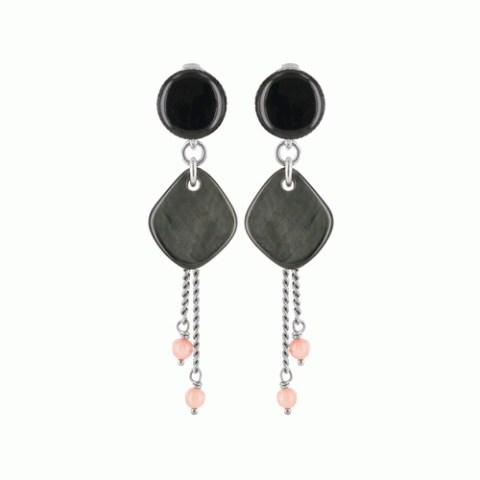 Клипсы  из агата, коралла и черного перламутра Mer Noire little