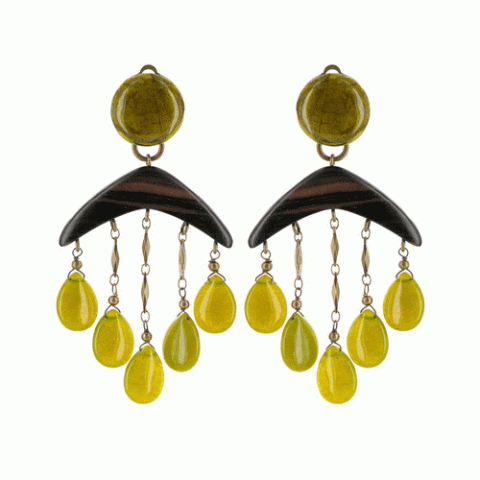 Клипсы из тигрового дерева и нефрита Vegetale large