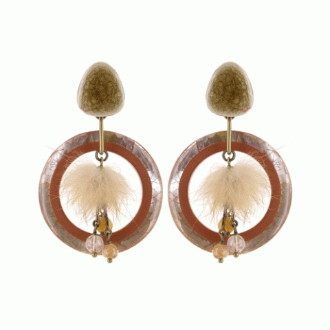 Клипсы из перламутра, цитрина и яшмы Animale ring clips