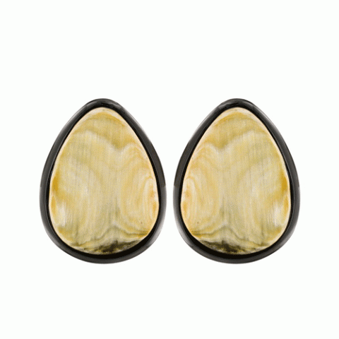 Клипсы из агата, черного рога и рога индийского быка Sahel large 