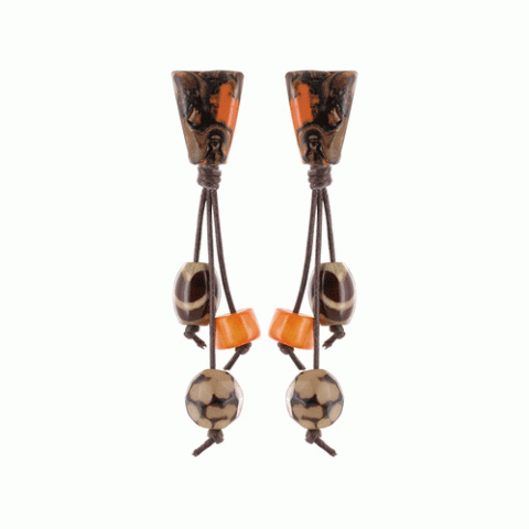 Клипсы из папайи, агата и коралла Serengeti