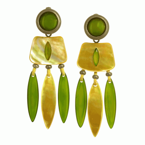 Клипсы из перламутра и рога быка зебу PAMPA 11--19731