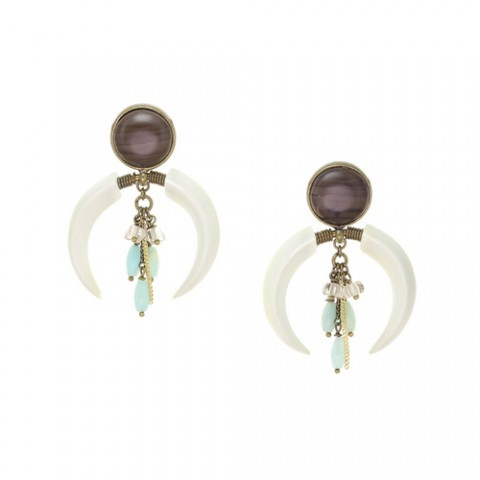 Серьги из амазонита, коралла, яшмы, кожи и дымчатого кварца KHEELA 12--35085