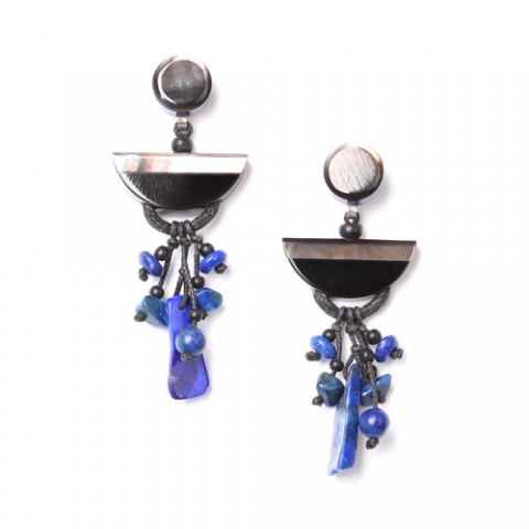 Серьги из ляписа лазури и черного перламутра DEEP BLUE 12--72067