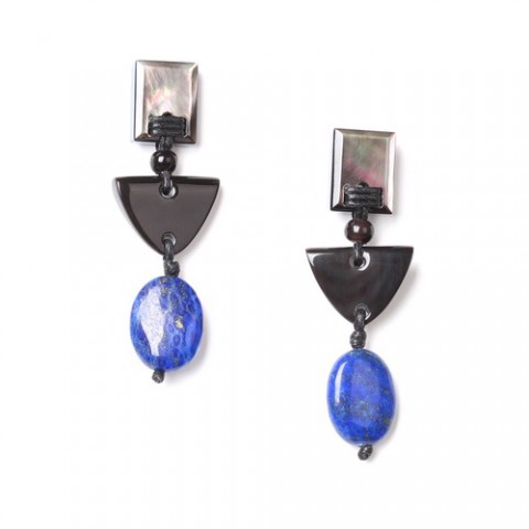 Серьги из ляписа лазури и черного перламутра DEEP BLUE 12--72071