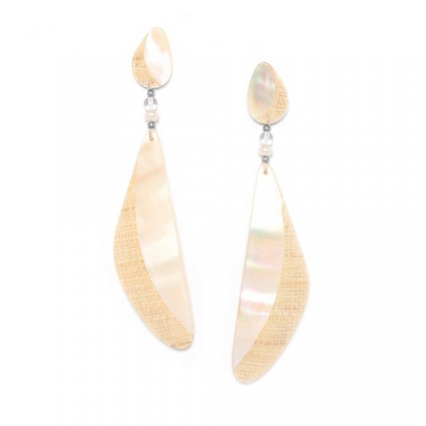 Серьги из жемчуга, розовой ракушки и горного хрусталя EL NIDO 12--74220