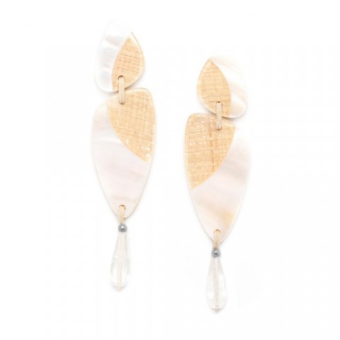 Серьги из жемчуга, розовой ракушки и горного хрусталя EL NIDO 12--74222