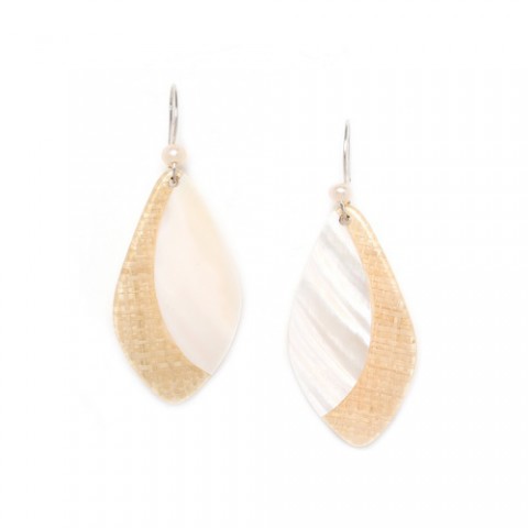 Серьги из жемчуга, розовой ракушки и горного хрусталя EL NIDO 12--74224