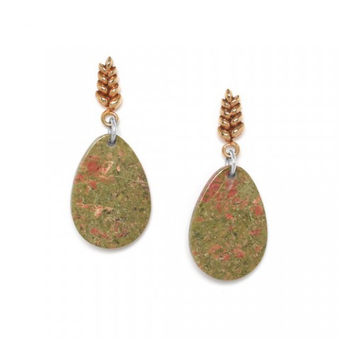 Серьги из унакита, перламутра и розовой ракушки NATURALISTE 12--74266