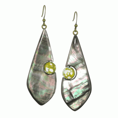 Серьги из бирюзы, змеевика, агата и коралла RAINFOREST 12--12014