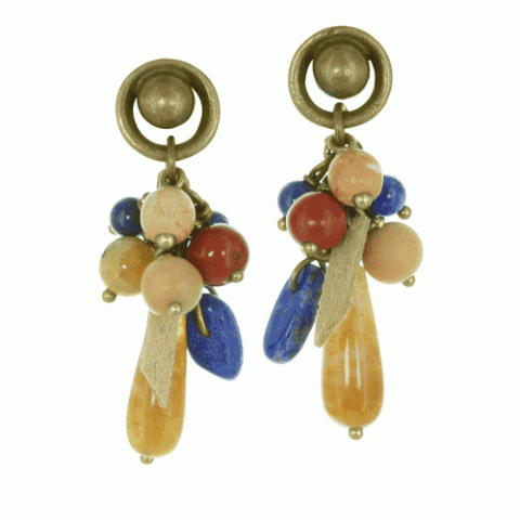 Серьги из янтаря, коралла, яшмы, ляписа, нефрита и содалита INDY 12--12501