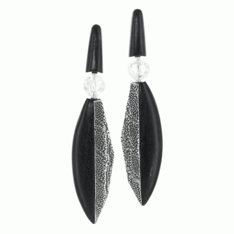 Серьги из горного кристалла и дерева Махогани PERPETUITY 12--12517