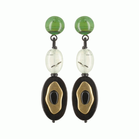 Серьги из агата и бирюзы CAPE VERDE 2 oval beads post ER 