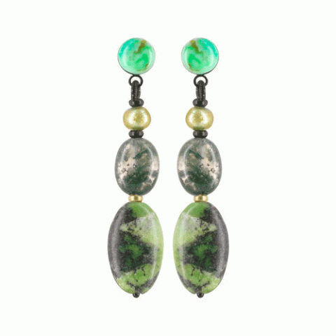 Серьги из агата и бирюзы CAPE VERDE 3 beads post ER