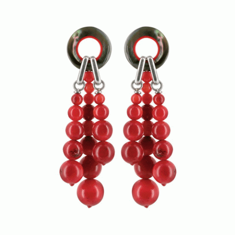 Серьги из коралла и перламутра RED LIPS l