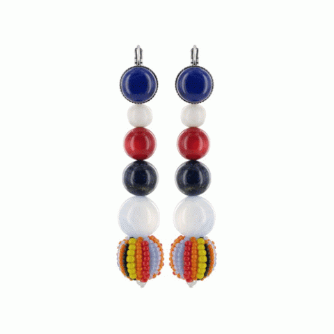 Серьги из ляписа, халцедона и коралла New Folk graduated