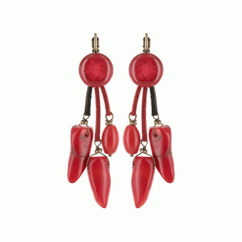 Серьги из коралла Ever Red 3 dangles