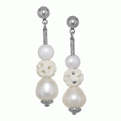 Серьги из жемчуга и горного хрусталя BLANCHE 12--19703