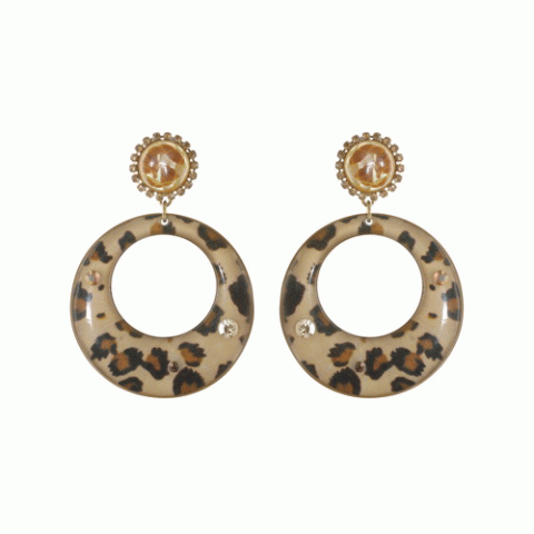 Серьги из тигрового глаза и золотистого перламутра MALAWI leopard "gipsy"