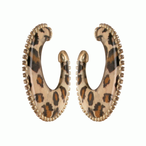 Серьги из тигрового глаза и золотистого перламутра MALAWI large leopard creoles