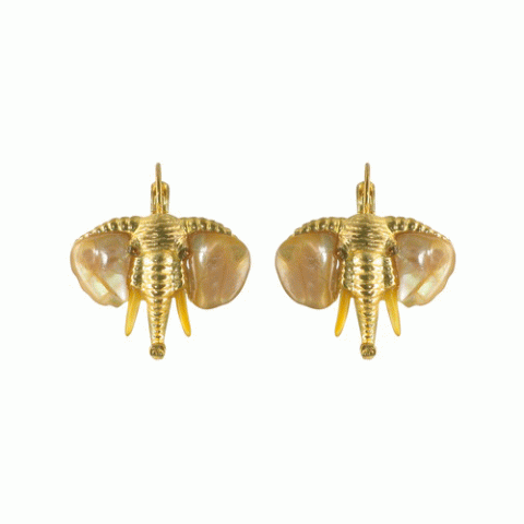 Серьги из тигрового глаза и золотистого перламутра MALAWI elephant french hooks