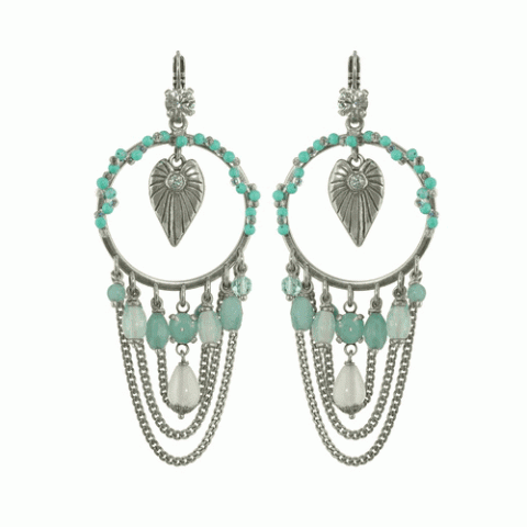 Серьги из горного хрусталя, амазонита и кристаллов Сваровски MORNING DEW 12--M1988