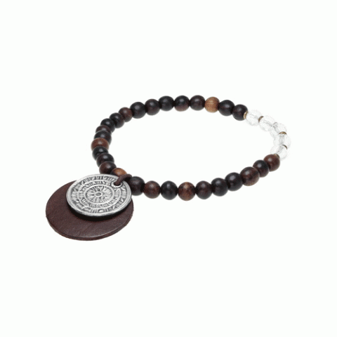 Браслет из тигрового дерева, горного хрусталя и кожи MACASSAR 13--29076