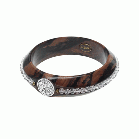 Браслет из тигрового дерева, горного хрусталя и кожи MACASSAR 13--29077