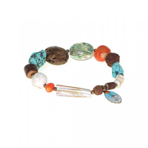 Браслет из коралла, лианы, тибетской бирюзы и железного дерева BUSH CRAFT 13--29645
