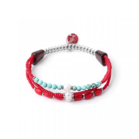 Браслет из кожи, жемчуга, замши и дерева Robles INDIANA 13--30253