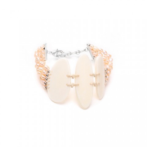Браслет из жемчуга, кости и кожи VALKYRIE 13--31213